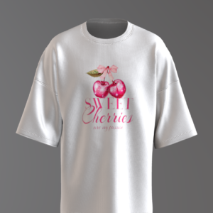 sweet cherries white oversized t shirt girls (1)