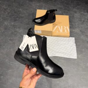 Home zara surplus chelsea black leather boots (3)