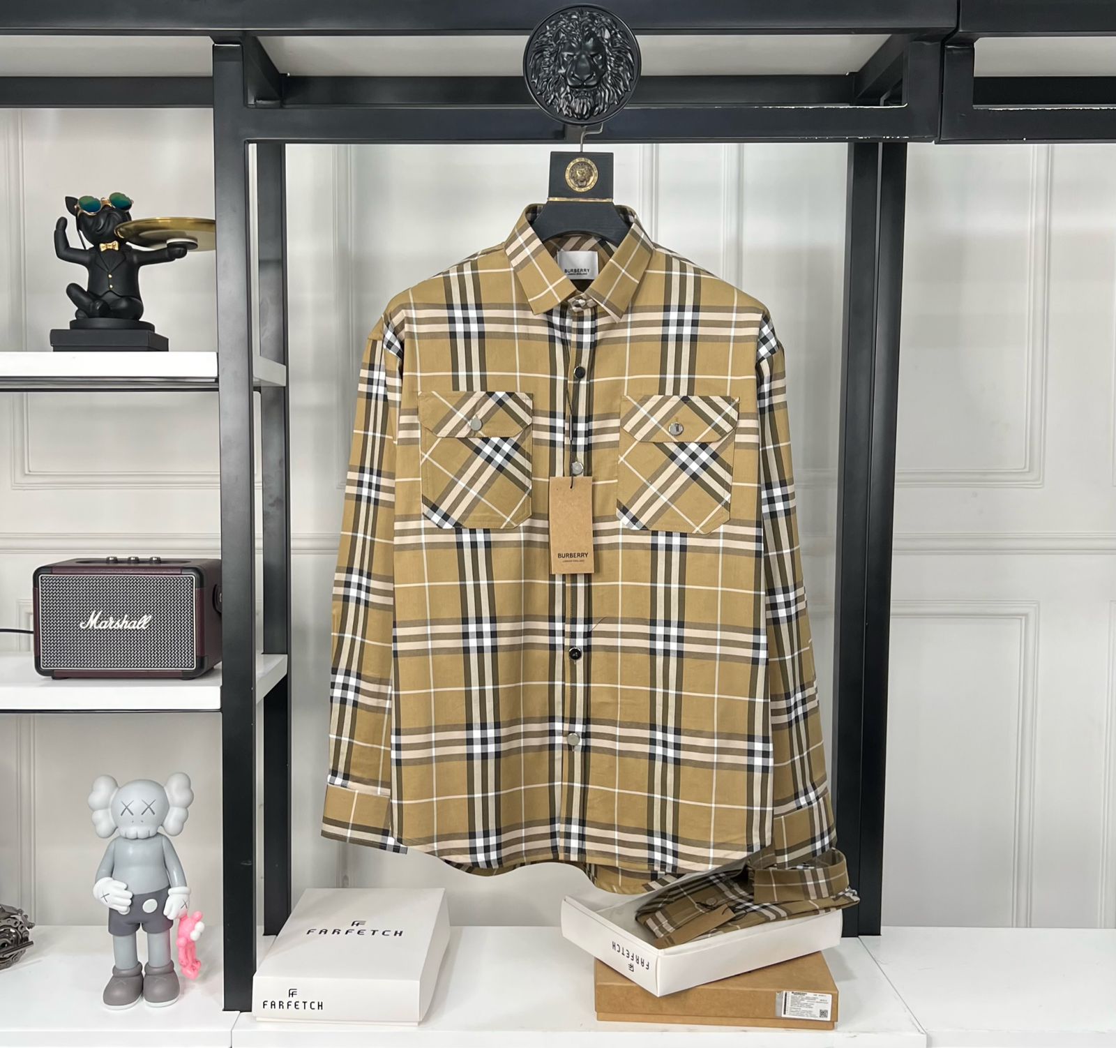 First Copy Burberry OG Check Lycra Shirt - Image 2