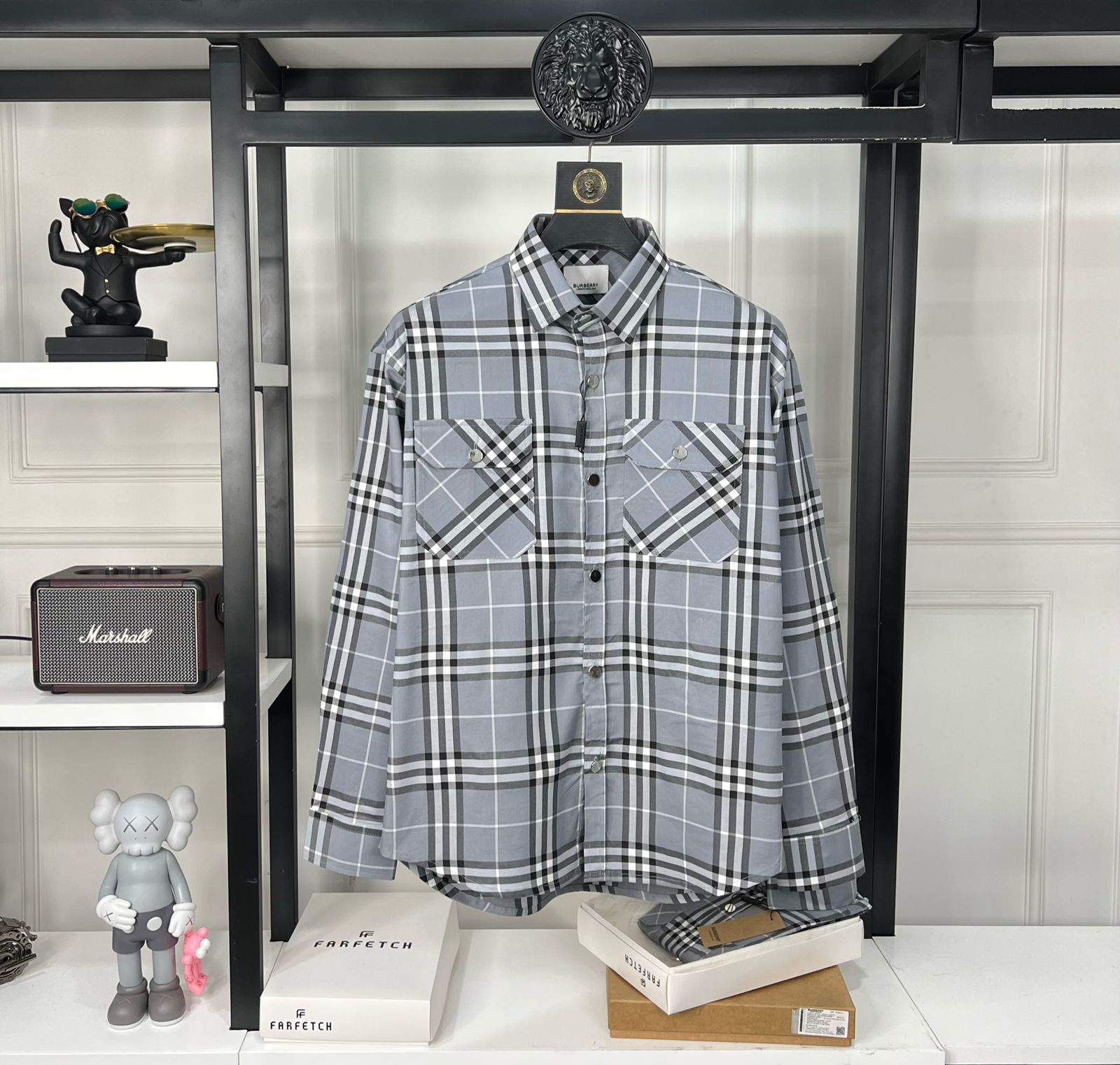 First Copy Burberry OG Check Lycra Shirt - Image 3