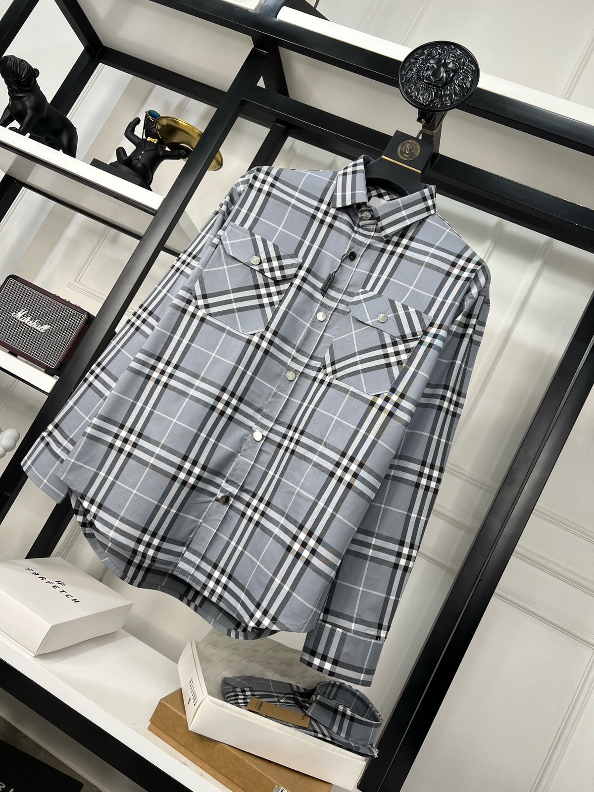 First Copy Burberry OG Check Lycra Shirt - Image 4
