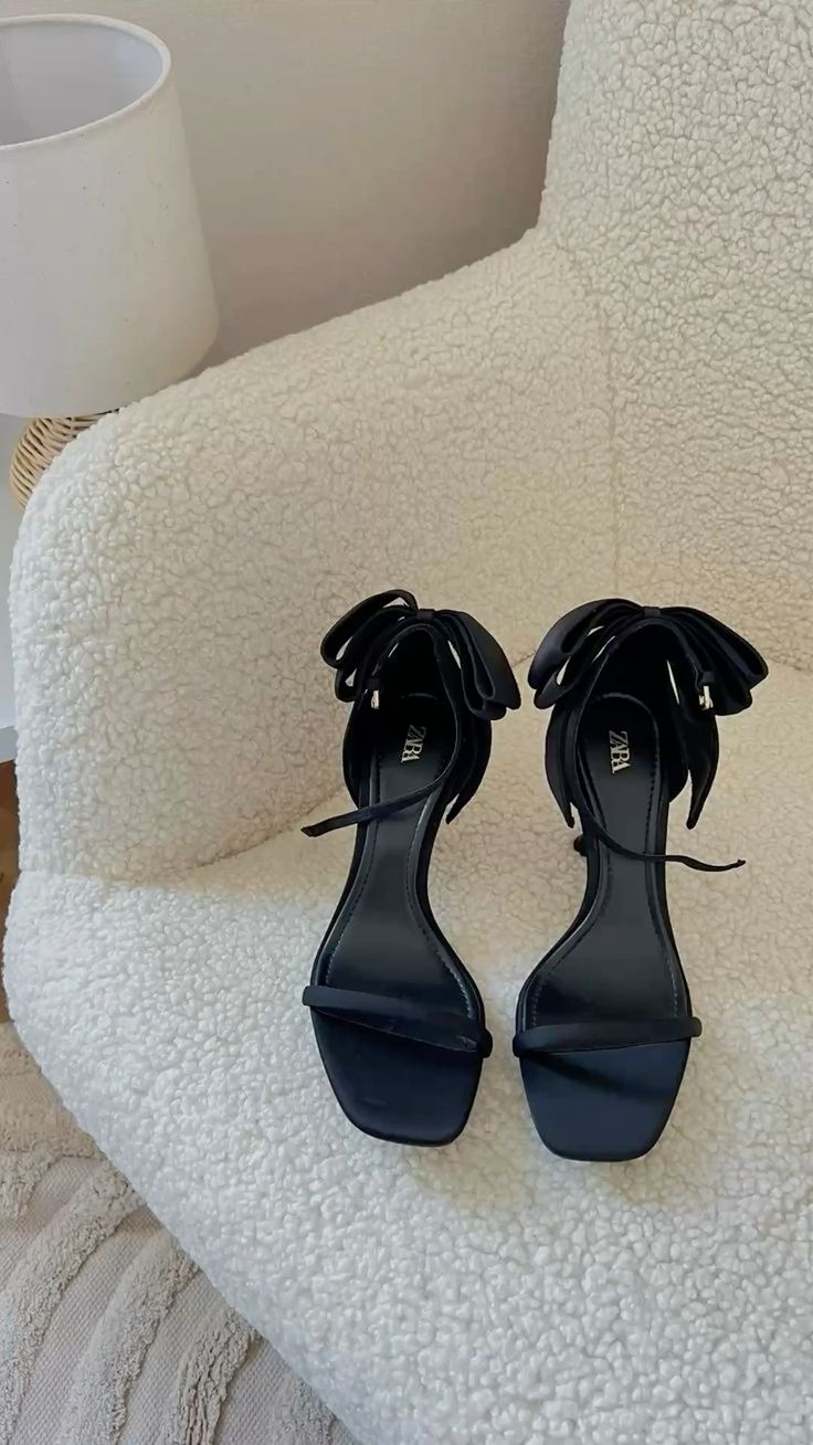 First Copy Zara Satin Bow Heel Sandals - Image 2