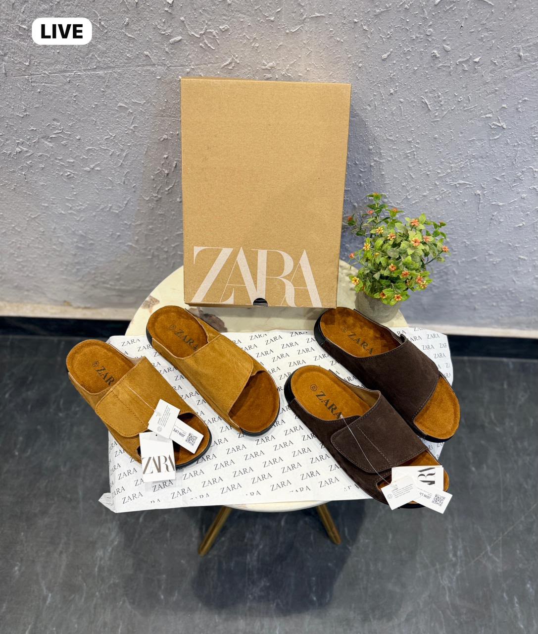 Buy Zara Men Black Tan Leather Velcro Mules - Image 10