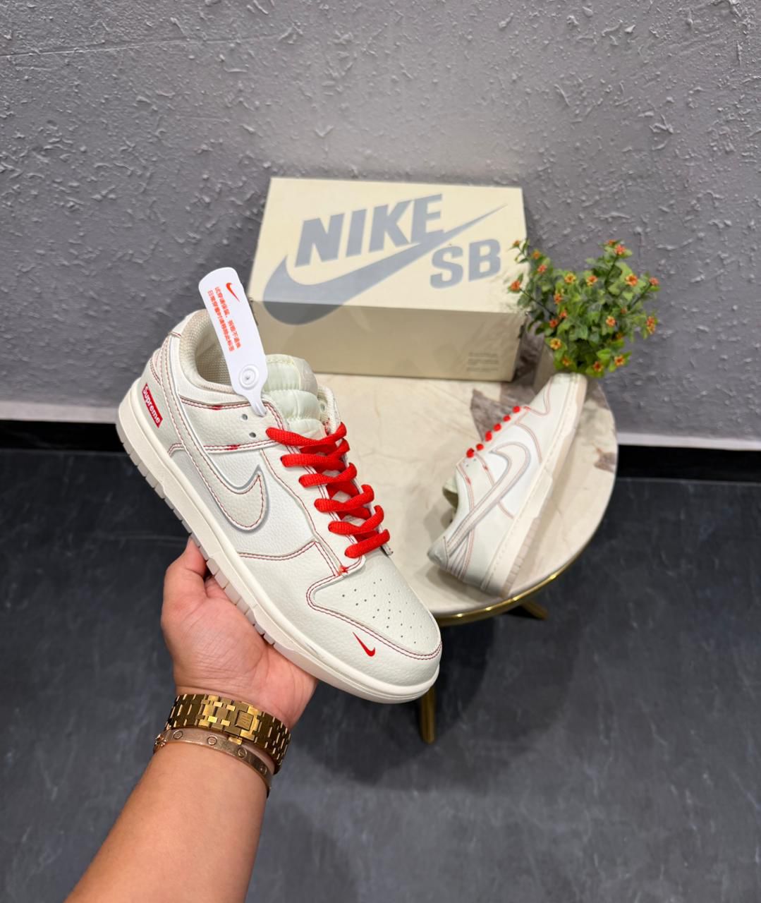Sb Dunk Supreme White Red Radium Sneakers
