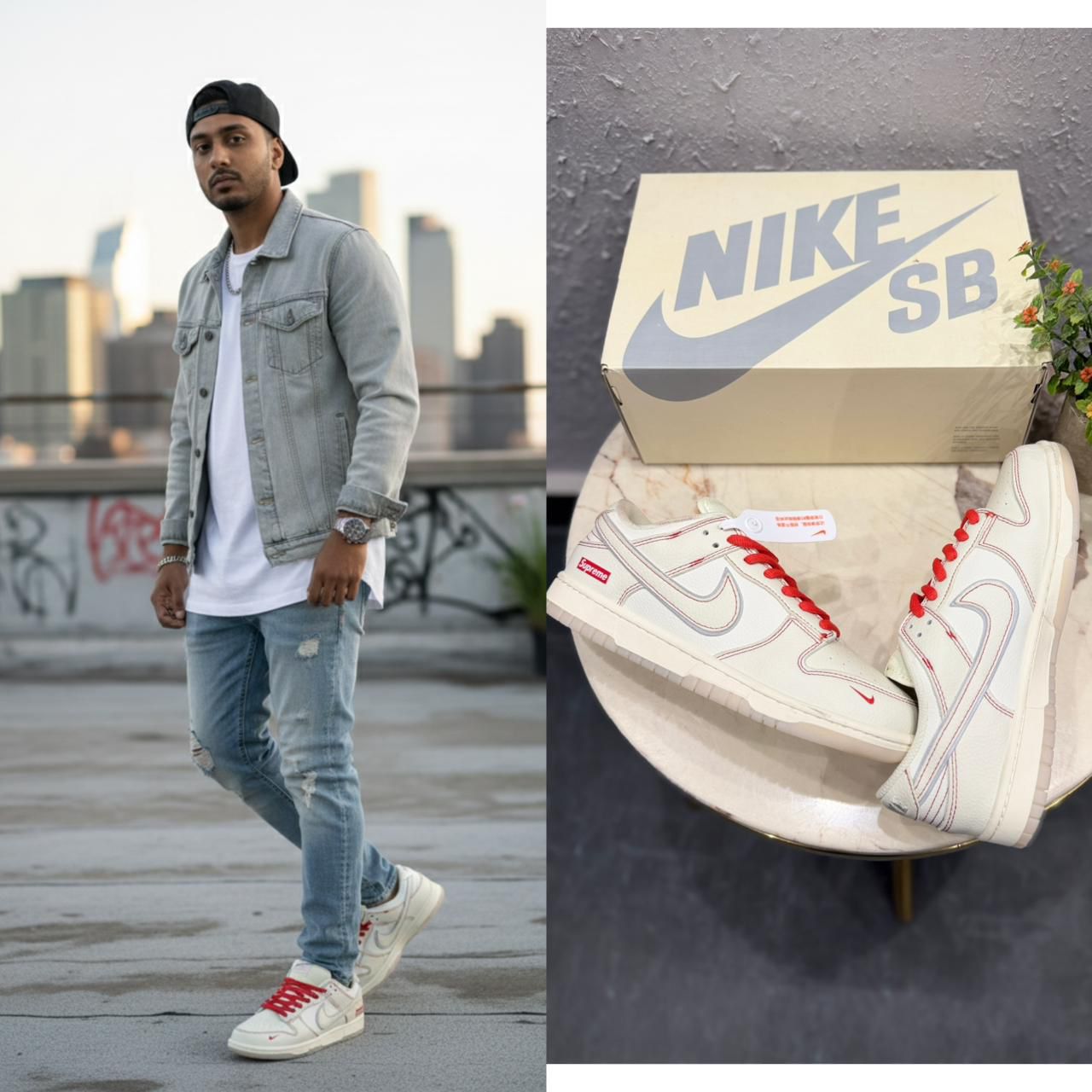 Sb Dunk Supreme White Red Radium Sneakers - Image 7