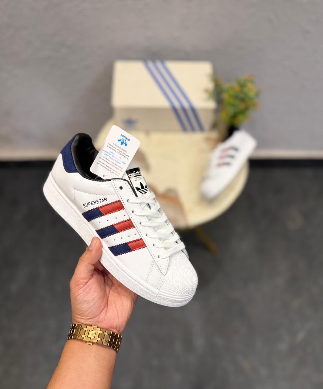 Superstar White Navy Red Casual Sneakers
